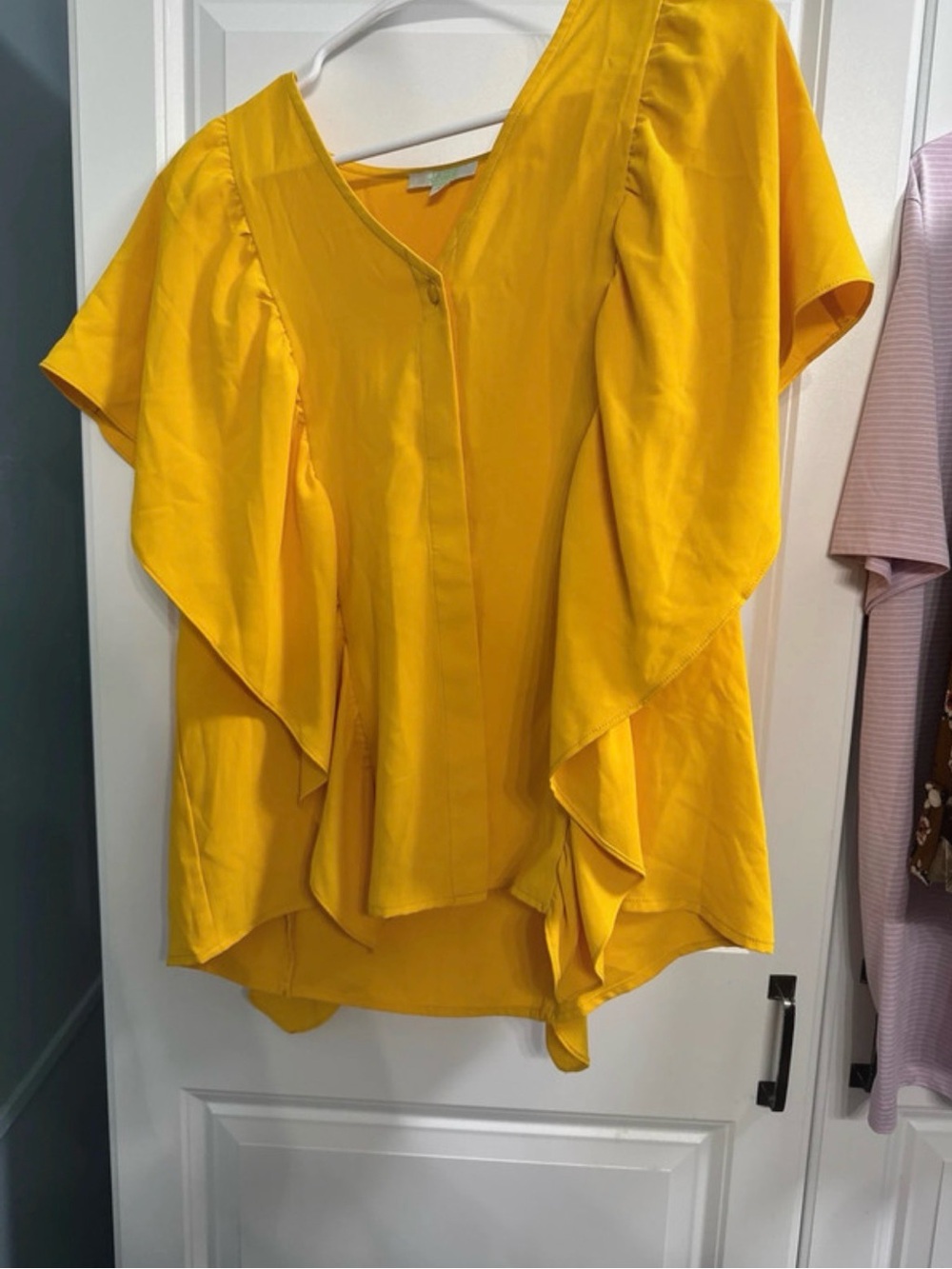 Jade Yellow Flutter Sleeve Blouse